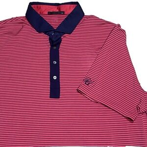 Greyson Performance Golf Polo Shirt Men's 2XL Red Striped Performance Stretch